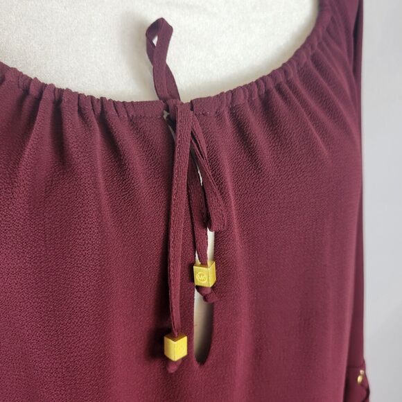 Michael Kors Shift Dress S Purple Gold Bell Sleeve Gold Cottagecore Simple NWT - Picture 8 of 12